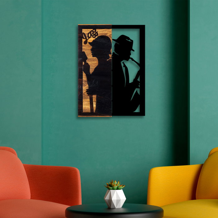 Wallity Jazz Accesorio Decorativo de Pared Negro y Nogal claro